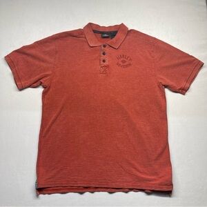 HARLEY DAVIDSON Willie Men’s Burnt Orange Short Sleeve Golf Polo Shirt L Skull